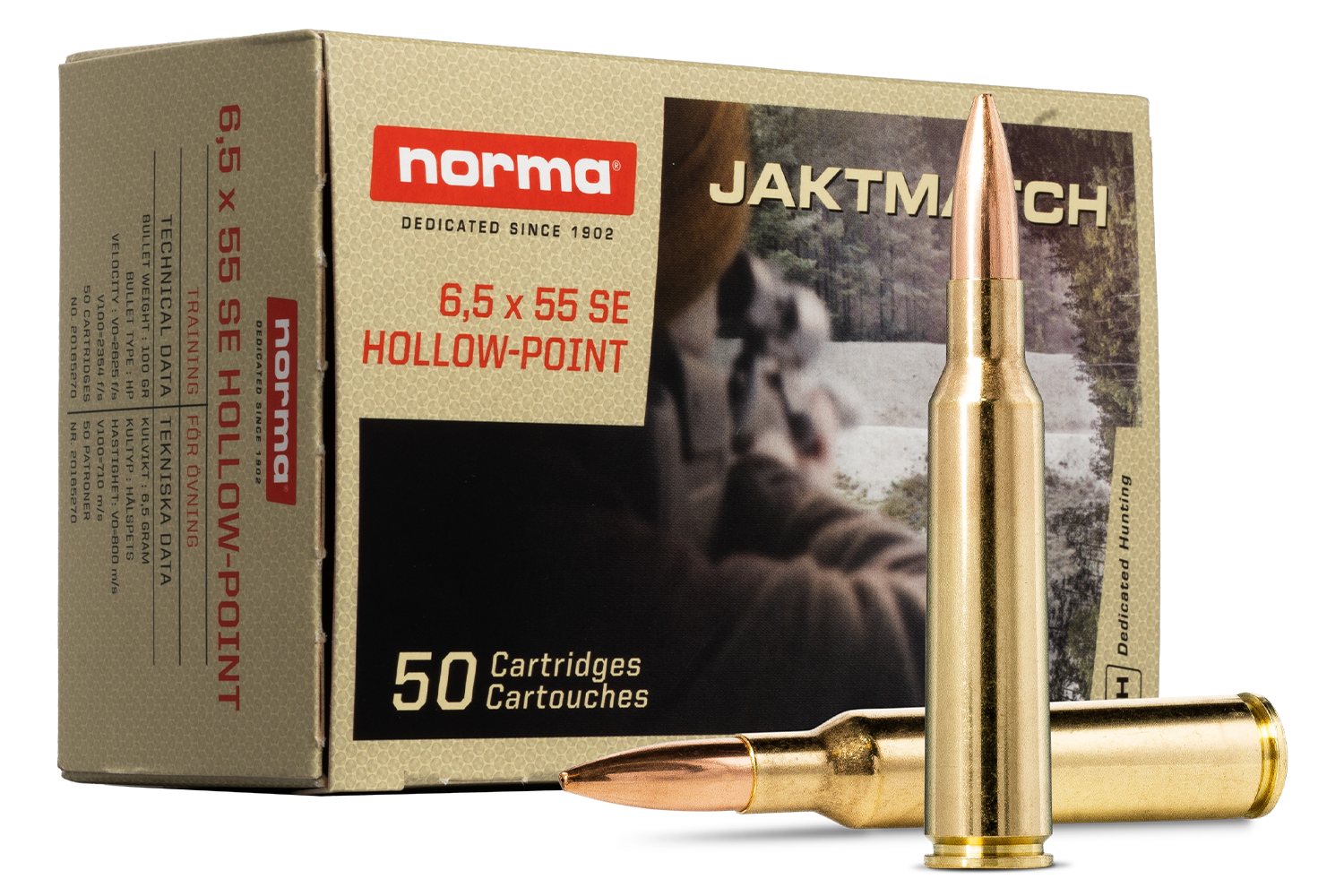Norma JAKTMATCH produktförpackning och kulor